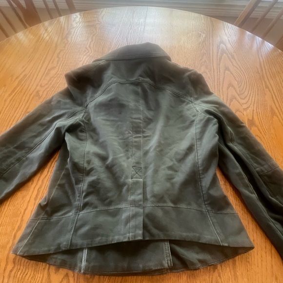 Anthropology Marrakech Meri Olive Green Waterfall Zip/Snap Moto Jacket sz S - Picture 7 of 12